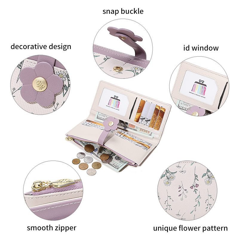 Nueva cartera de estilo japonés con cremallera bolso de cambio de dama de alta calidad bolso de mano de cuero PU bolso de mujer