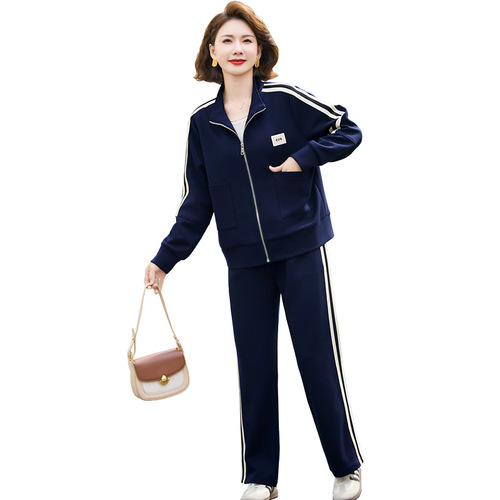 Fashionable and fashionable middle-aged and elderly mother suits for women fashionable middle-aged people clothes for spring sports two-piece set for women jogging shirts