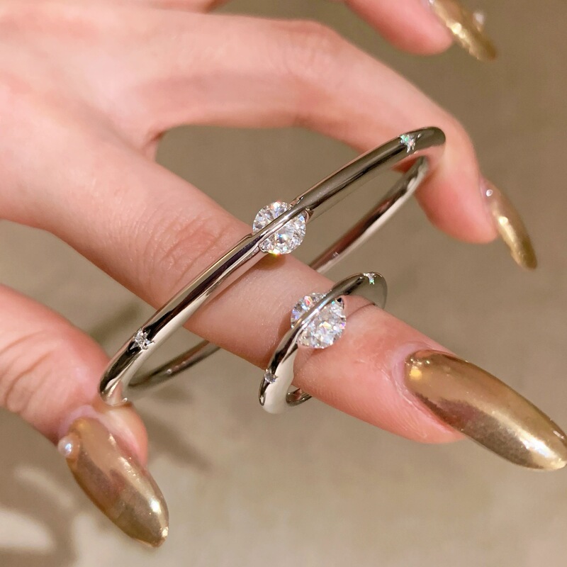 S925 Sterling Silver vintage Antique Planet Around Stars Rotating Bracelet Diamond Ring Light Luxury Jewelry suit Women
