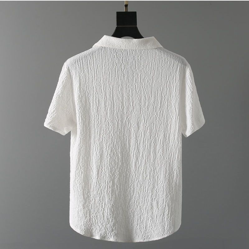 Men's Ethnic Style Ice Silk Thin Short Sleeve T-Shirt Casual Plus Size Loose Top Mid Sleeve Set Summer Sports Two Piece_viptrois.com