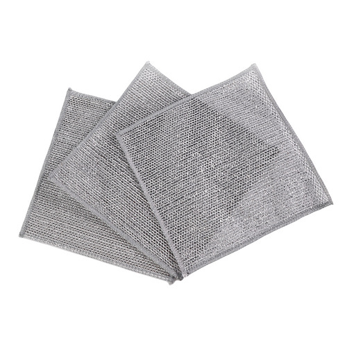 Double-layer steel ball dishcloth thickens kitchen multifunctional cleaning cloth wholesale silver wire dishcloth for cleaning pans