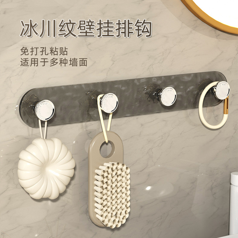 Kitchen Punch-Free Wall Small Hook Behind the Door Magic Sticker Strong Sticky Hook Bathroom Transparent Traceless Row Clothes Hook