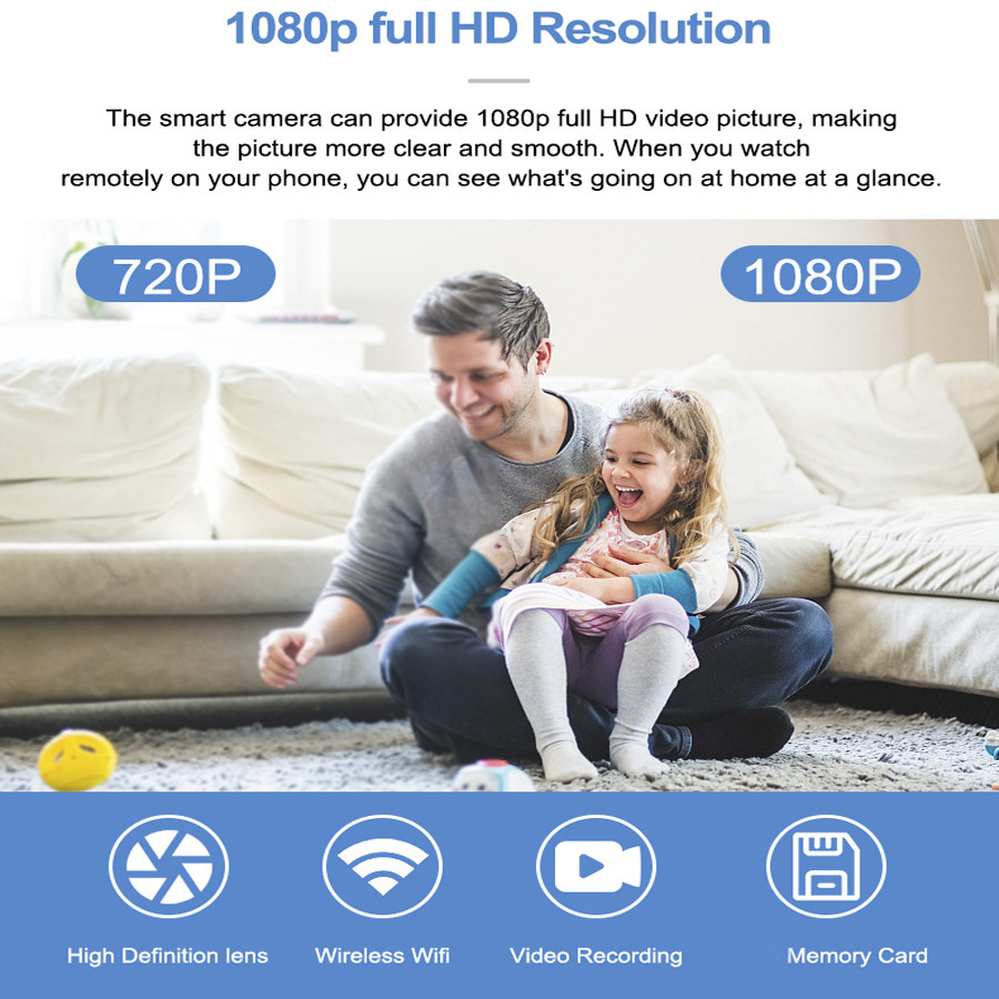 No Drilling 2MP High Resolution Home Surveillance Camera 360 Degree No Dead Angle Monitor Easy Installation