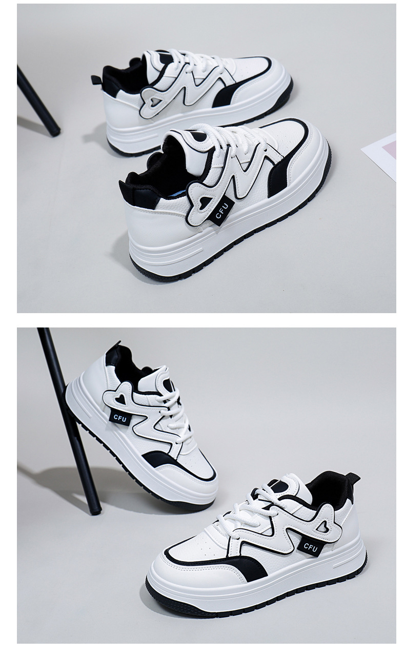 Weiße Damen Freizeitschuhe Trendy Sneaker Mit Dicker Sohle_voghion.com