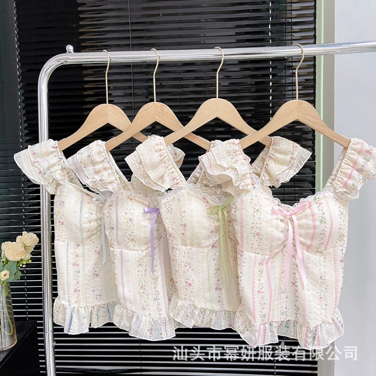 Чистое желание, милая майка в пасторальном стиле для женщин, летние маленькие летящие рукава, топ без рукавов с цветочным принтом, красивая кружевная спинка