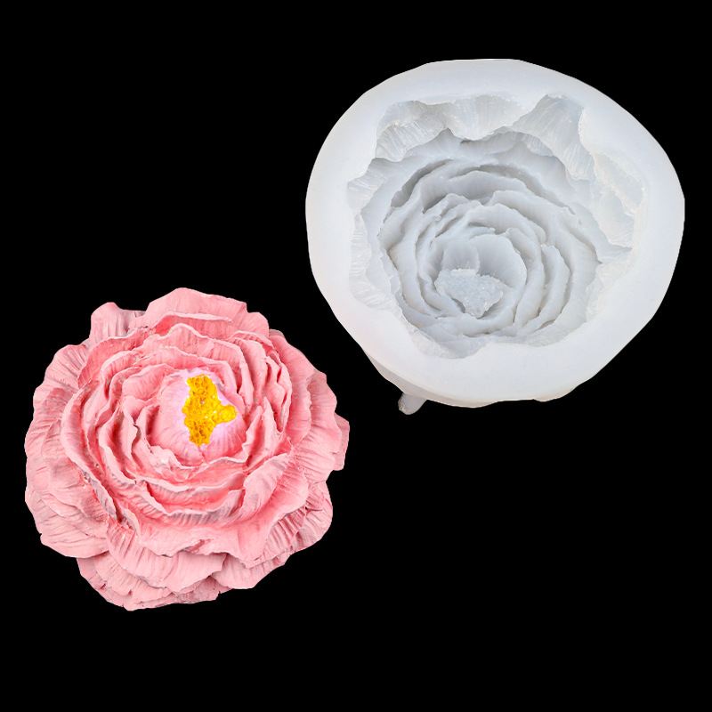 Flor peonía grande molde de silicona vela molde de yeso diy jabón de flores hecho a mano herramienta de decoración de velas aromáticas