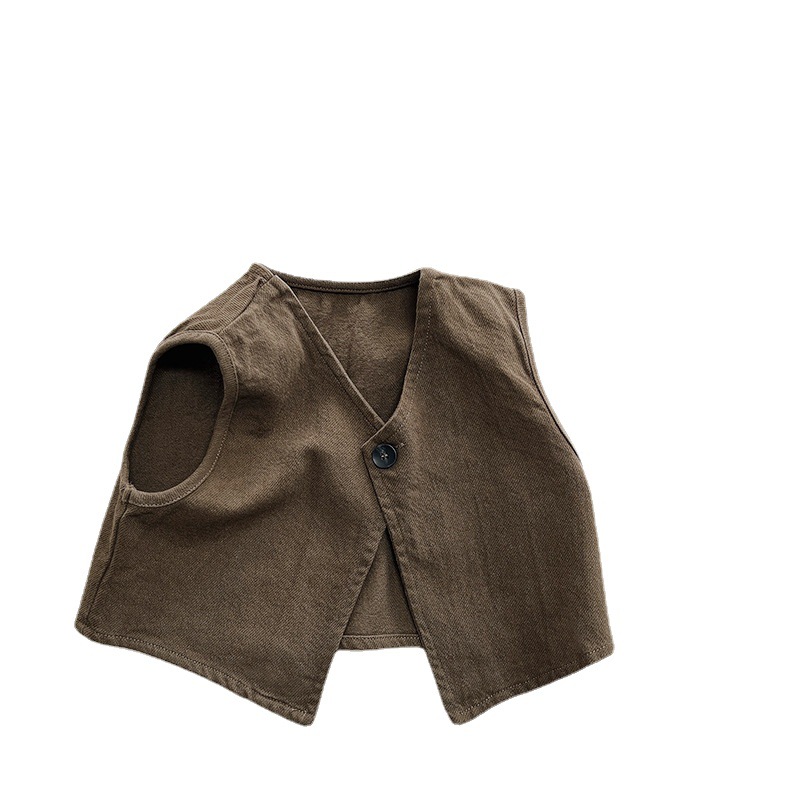 Estilo de moda simple ~ primavera y otoño nuevos niños y niñas Chaleco de estilo coreano japonés chaleco retro simple para niños