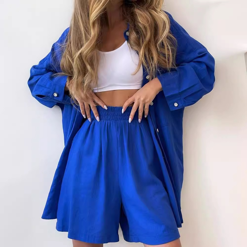 European American Cross-border Spring And Autumn Loose Casual Single-breasted Long-sleeve Fashion Solid Color Sports_voghion.com