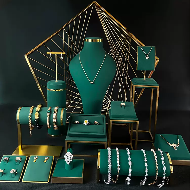 厂家爆款珠宝超纤道具珠宝首饰展示金属饰品项链展示架子柜台道具