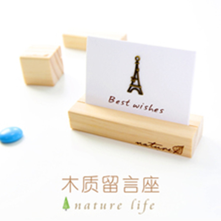 Desk Calendar Postcard Solid Wood Base Desktop Note Wooden Stand Note Business Card Photo Message Holder Menu Holder