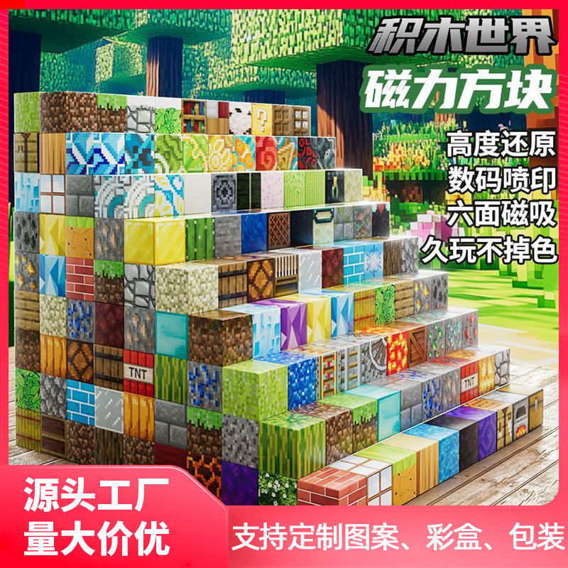 源头工厂定 制我的磁力世界方块积木吸磁玩具拼装益智套装DIY男孩