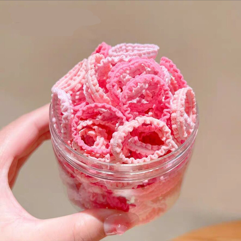 50個パック〜レースの缶詰子供用親指リング、新しいスタイルの女の子用ポニーテールヘアアクセサリー、髪を傷つけない小さなゴムバンド|undefined
