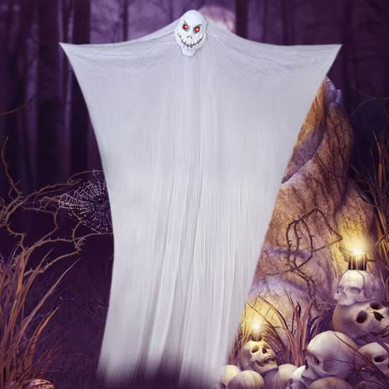 Decoración de Halloween máscara de esqueleto fantasma colgante puerta fantasma colgante gaza grande terror fantasma accesorios del centro comercial al aire libre
