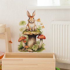 梵汐fun-f5卡通可愛兔子蘑菇花朵兒童臥室客廳牆面裝飾牆貼紙批發