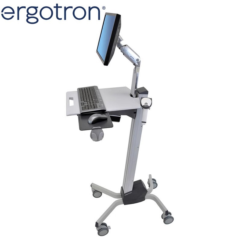 Ergotron 24-206-214 Mobile Adjustable Computer Desk Mobile Workstation Standing Office Cart Stand