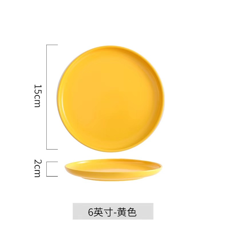 Plato de comedor occidental de cerámica nórdica Plato de biak Red creativa Plato de desayuno occidental Plato plano Plato de plato doméstico blanco