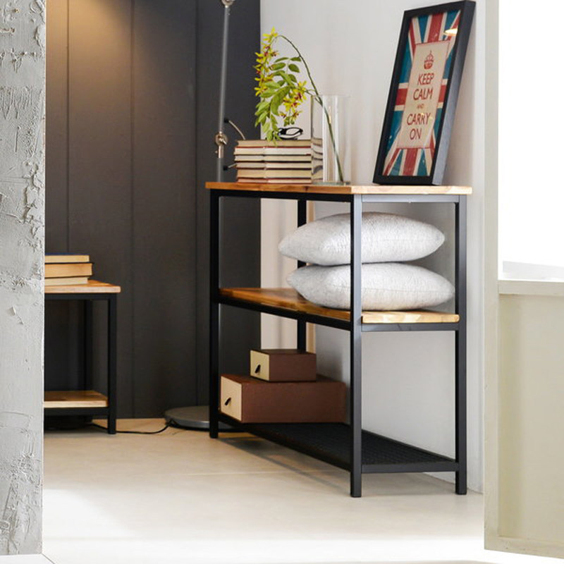 simple hierro forjado madera sólida cocina piso estante de almacenamiento multicapa estante de almacenamiento doméstico tabla estrecha sala de estar tabla de puerta de entrada estante doméstico