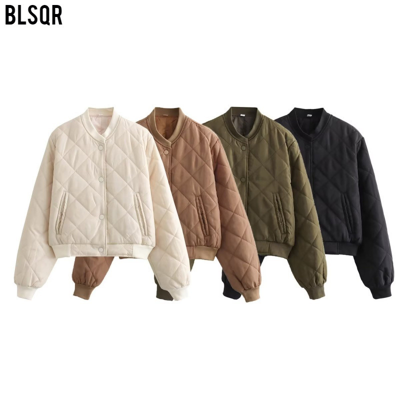 Cross-Border 2025 European and American Autumn and Winter Women's New Comfortable and Casual Short Cotton Bomber Jacket A19847 Cross-Border 2025 European and American Autumn and Winter Women's New Comfortable and Casual Short Cotton Bomber Jacket A19847