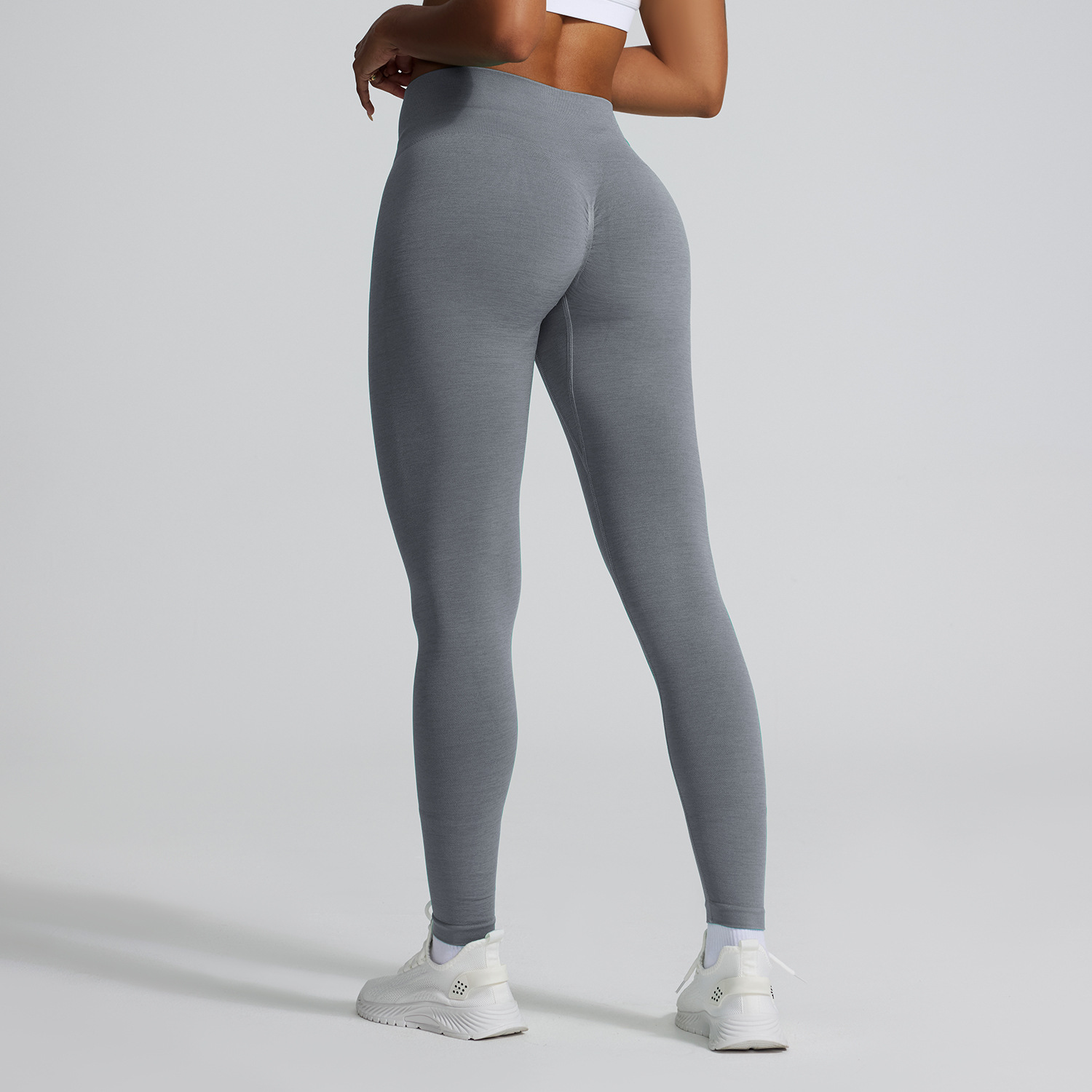 Traje de yoga ajustado de cintura alta con cara sonriente sin costuras transfronterizo, pantalones de yoga de entrenamiento de cadera de melocotón, pantalones deportivos de fitness para correr