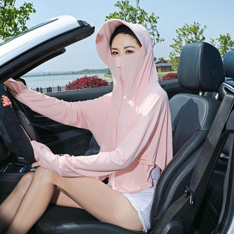 Black Vinyl Cape Sun Protection Clothing for Women, Summer Ice Silk Shawl with Large Brim, Breathable Yoga Sun Protection Jacket, Rabbit Sun Protection Clothing