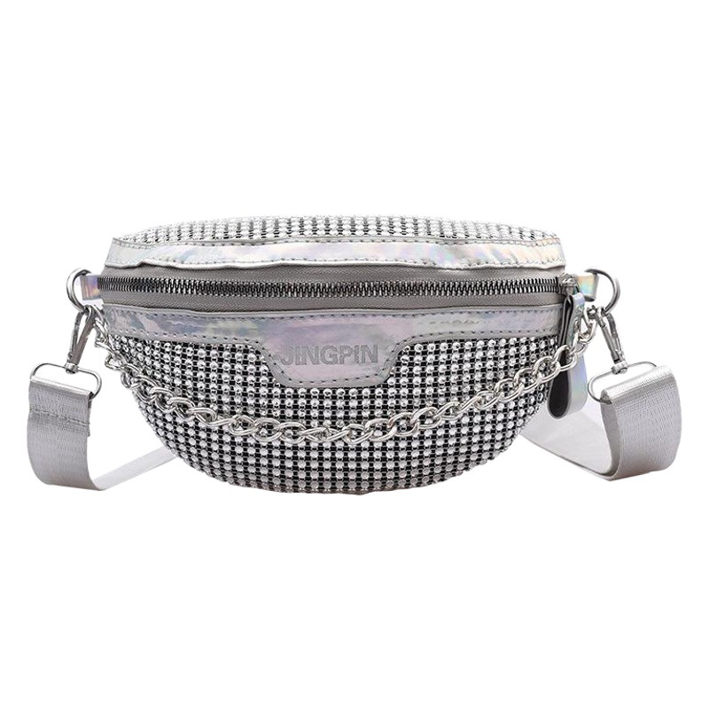 Bolsa de pecho de las mujeres 2024 verano nuevo estilo coreano cadena personalizada colorido completo diamante hombro crossbody lentejuelas Comercio exterior pequeña bolsa de cintura