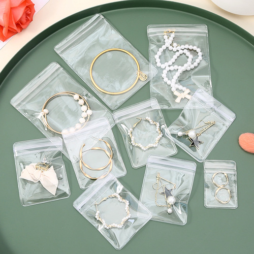 Thickened PVC transparent jewelry storage bag sealed earring jewelry bag anti-oxidation self-sealing jewelry silver jewelry packaging bag