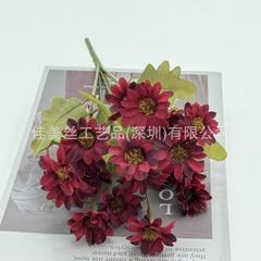 跨境仿真花7叉秋色小雏菊洋甘菊花束 假花家居装饰婚庆摆设塑料花