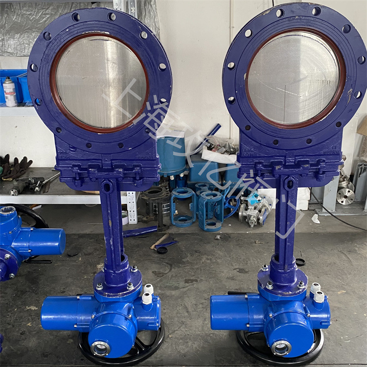 DN100 对夹式 圆形 碳钢 型号PZ973H-10C 暗杆 电动刀闸阀