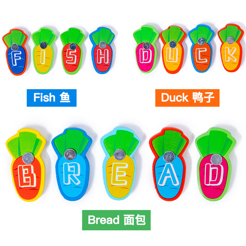 Educación temprana de madera para niños Alfabeto magnético Pesca Color Cognición Juego de rompecabezas interactivo de escritorio práctico