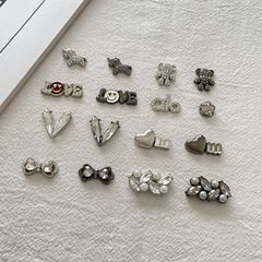 新款镶钻珍珠卡通小马熊字母爱心蝴蝶结合金贴片diy发卡鞋包配件