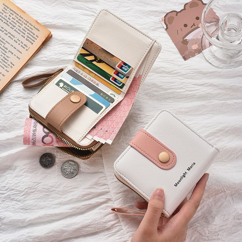 Casual Japanese Style Wallet Women's Short Thin Compact Foldableing Student Wallet 2025 New Cute Niche Coin Card Holder