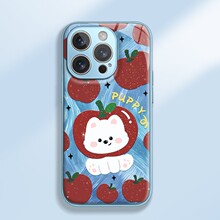 红苹果小狗适用苹果16promax卡通女款iPhone手机壳15新款14水凝壳