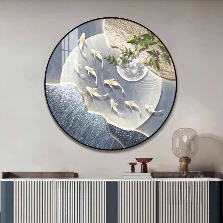 Jiuyu Jujiaitu lujoso porche pinturas decorativas mural redondo corredor restaurante entrada en la atmósfera pinturas colgantes de porcelana cristalina