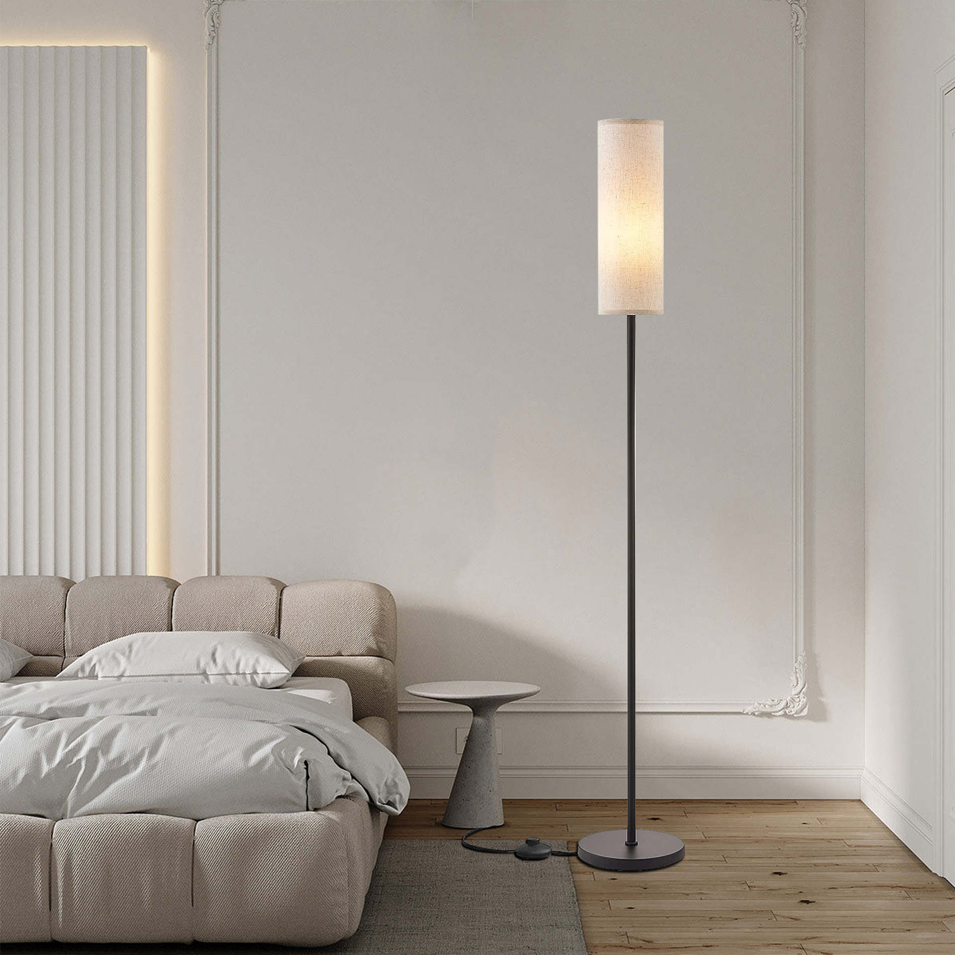 Lámpara de Pie Vertical Regulable de Hierro y Acrílico con Luz Tricolor para el Hogar