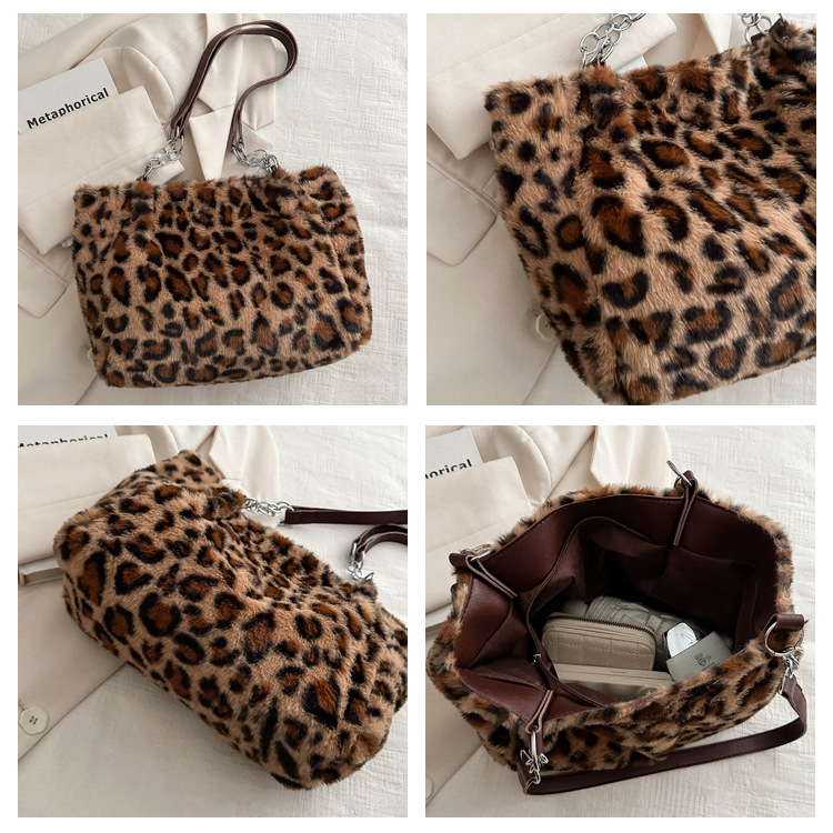 Women's fashion large capacity tote bag leopard print one shoulder underarm bag trend_voghion.com