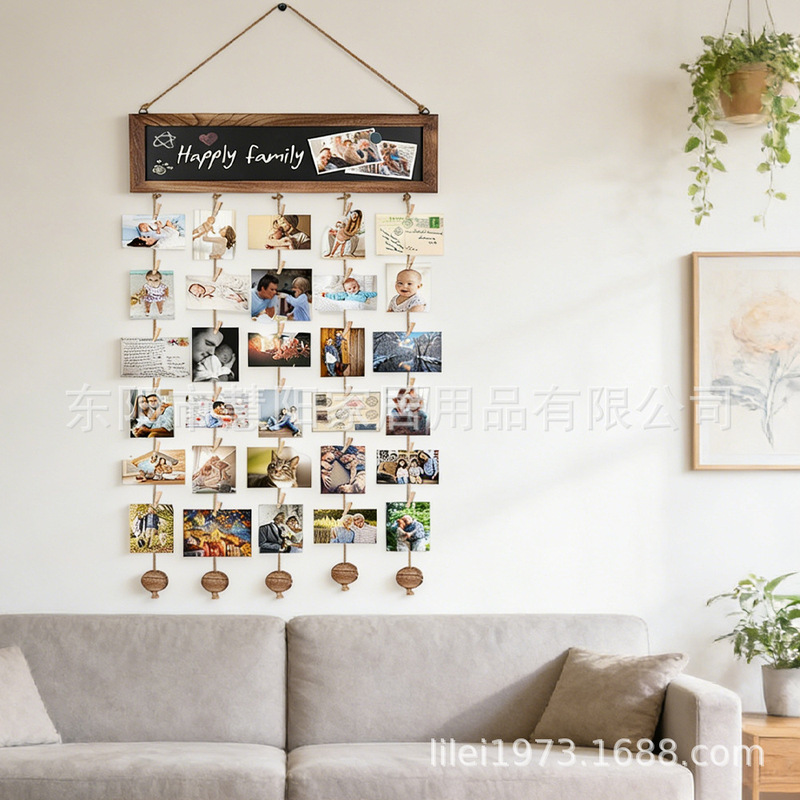 Cross-Border Wooden Wall Photo Clip Decoration Hanging Sign Wooden Sign Wall Photo Clip Wooden Crafts Customization
