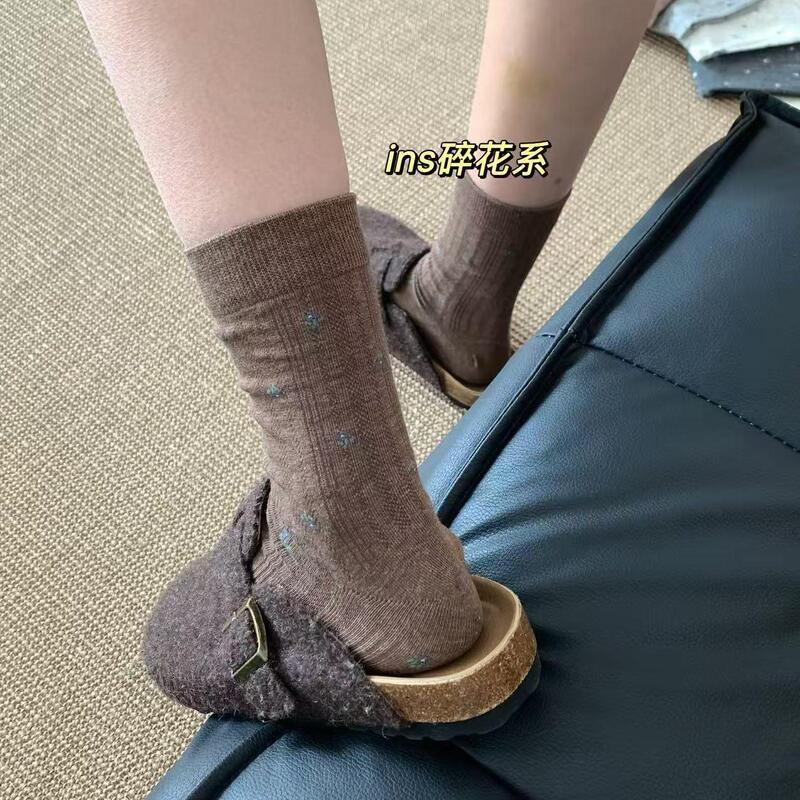 袜子女秋冬高腰中长款小碎花氛围感ins潮袜舒适透气袜子女不勒脚|undefined