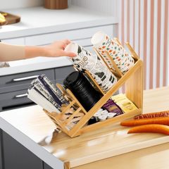 木製収納棚ミルクティー店紙コップストロー整理収納棚家庭用水杯棚茶水間棚