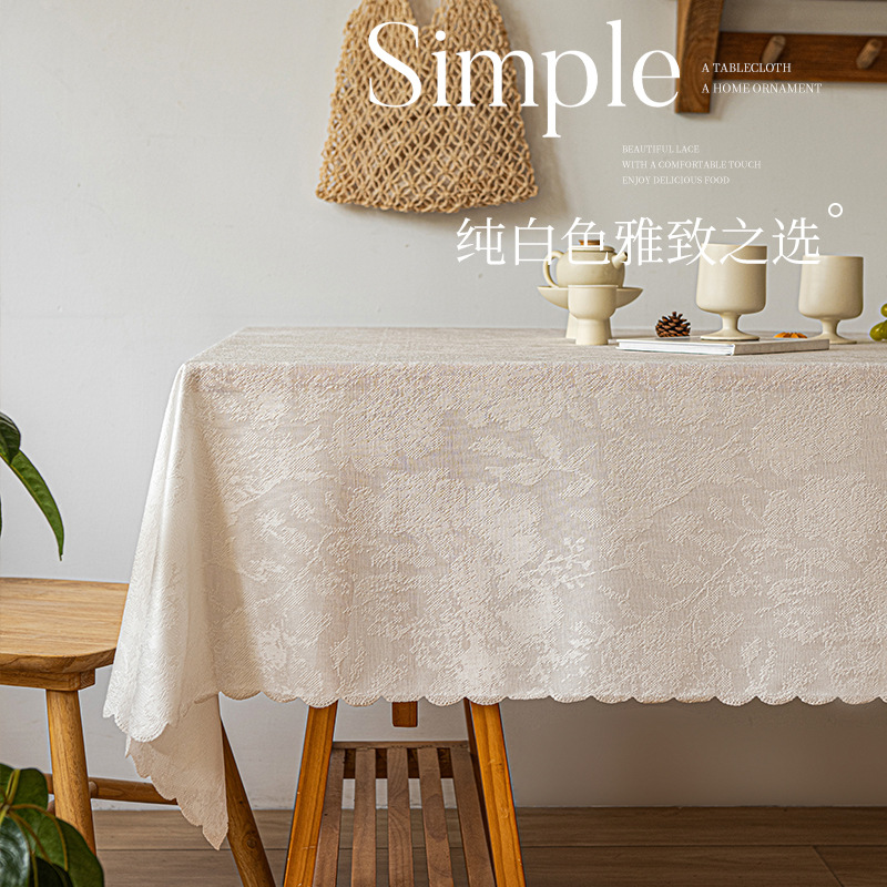 Topa de mesa de encaje idílico europeo a prueba de polvo ventilación atmósfera ondulada tela de mesa de té de color sólido refrigerador