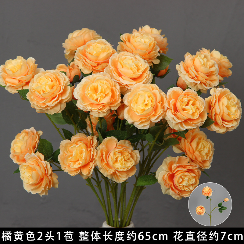 Flores de imitación naranja peonía naranja hortenida neblina orquídea flor flor de boda seda naranja