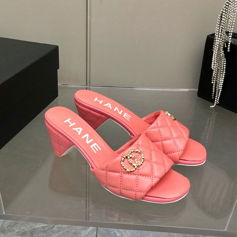 Летние модные сланцы с узором в виде diamonds, 2022, стиль Chanel