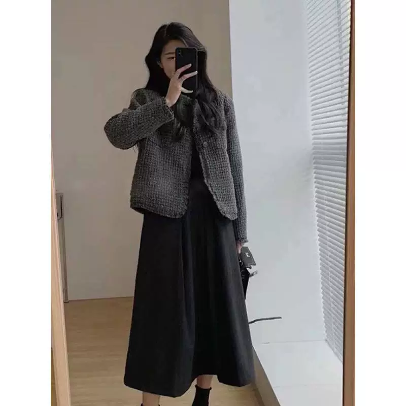 Весенняя куртка, вязаный кардиган, стиль Chanel, свободный силуэт