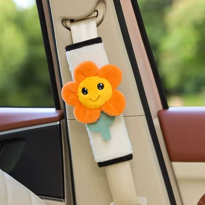 car interior decoration supplies — Seat belt shoulder pad - sunflower-three-dimensional-white-shoulder-pads