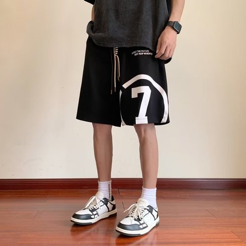 American basketball shorts for men, summer  new fashion brand loose plus size versatile printed five-pocket pants