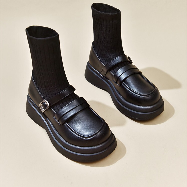 Socks Boots for Women British Style Thick-Soled Knitted Popular Socks Boots Ins Trendy Women's Slim Boots Autumn and Winter Short Boots Socks Boots for Women British Style Thick-Soled Knitted Popular Socks Boots Ins Trendy Women's Slim Boots Autumn and Winter Short Boots