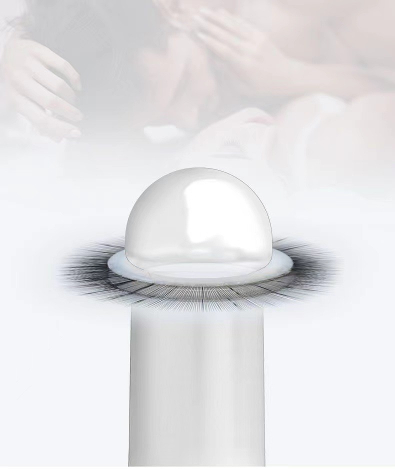 Double-Layer Silicone Textured Cock Ring with Fuzzy Eyelash Detail, 2.0 cm Inner Diameter — detail image 1