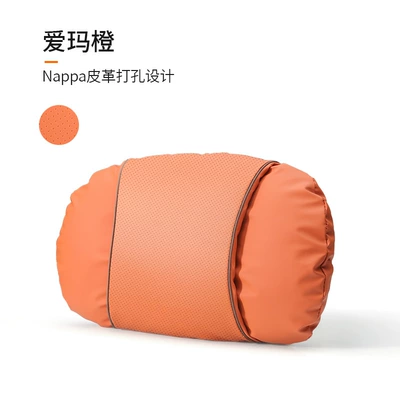 Neck Pillow M9 Car Seat – Waist support - nappa-perforated-design-emma-orange-single-headrest
