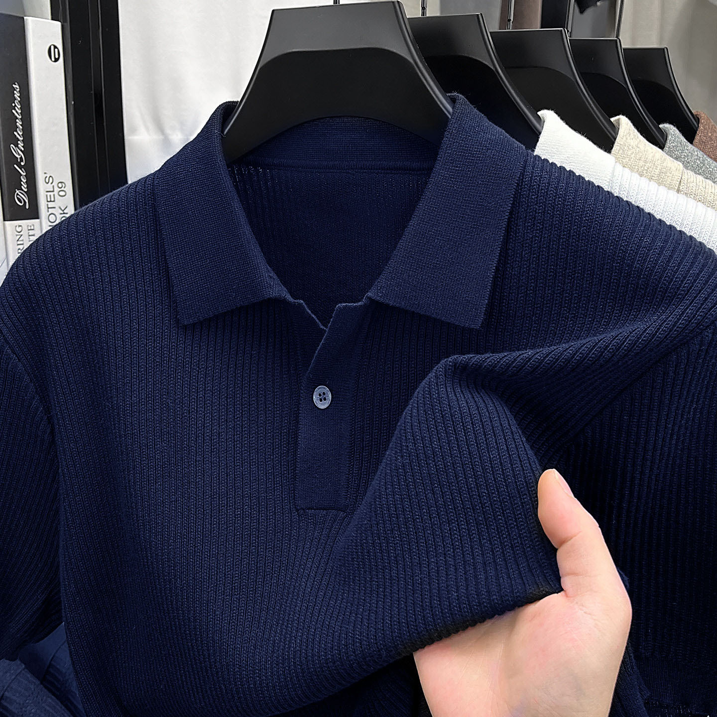 Polo camiseta de punto camiseta de manga corta camiseta de hombre cuello en V Paul rayas viejas líneas de negocios de verano fábrica transfronteriza mayorista