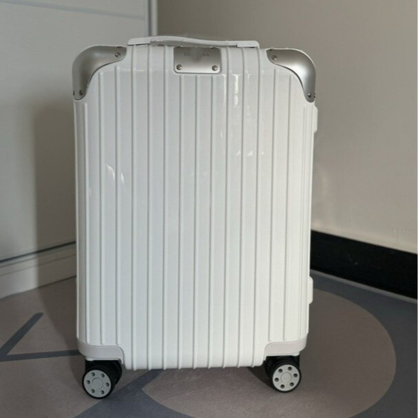 Rimo Hybrid Spliced Suitcase in Pure White Snow Wave Pattern, PC with Aluminum Corners, Short Trip Business Trip Trolley Hard Case
