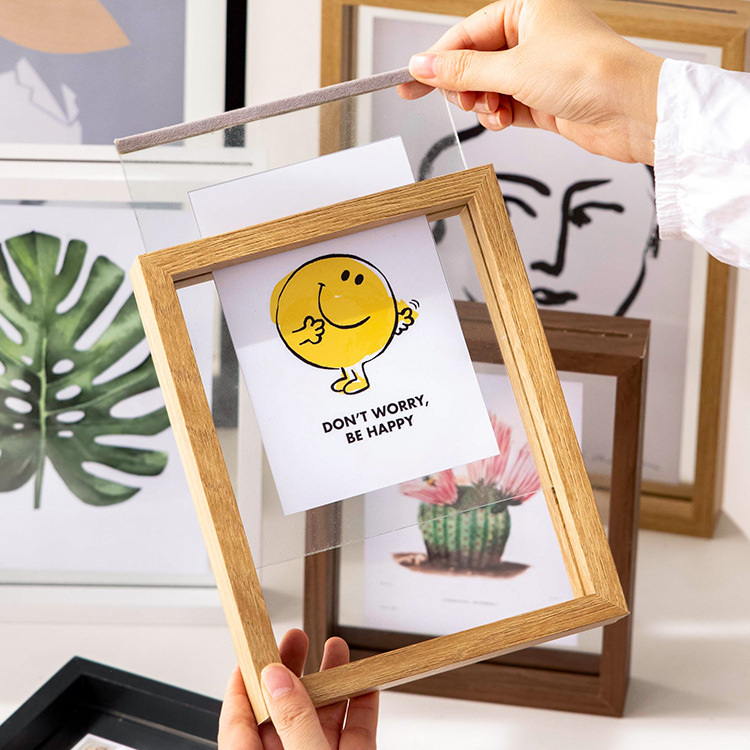 雙面透明相框擺台6六寸7拍立得空框洗照片定製展示架A4書法裱畫框